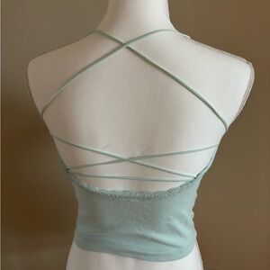 American Eagle Mint Green Lace Trim Cami Top